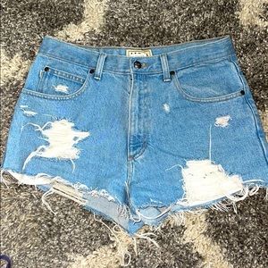 Light wash distressed shorts